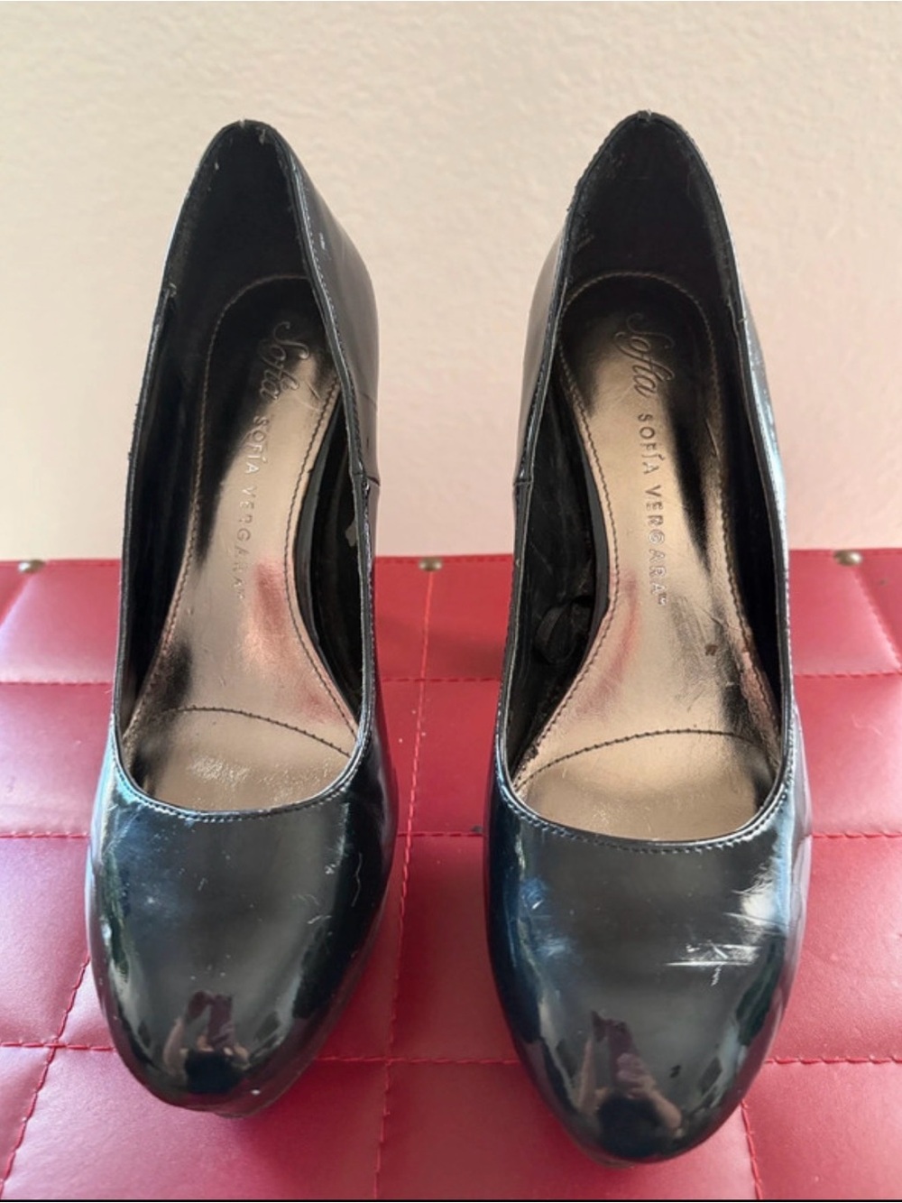 sofia by sofia vergara Black Patent Leather Round-Toe Pumps